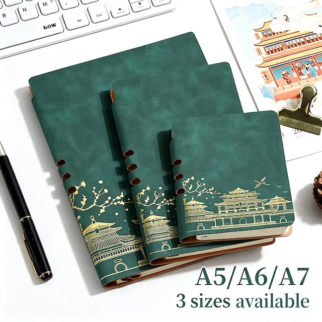 A5A6A7-国潮烫金楼阁记事本国际